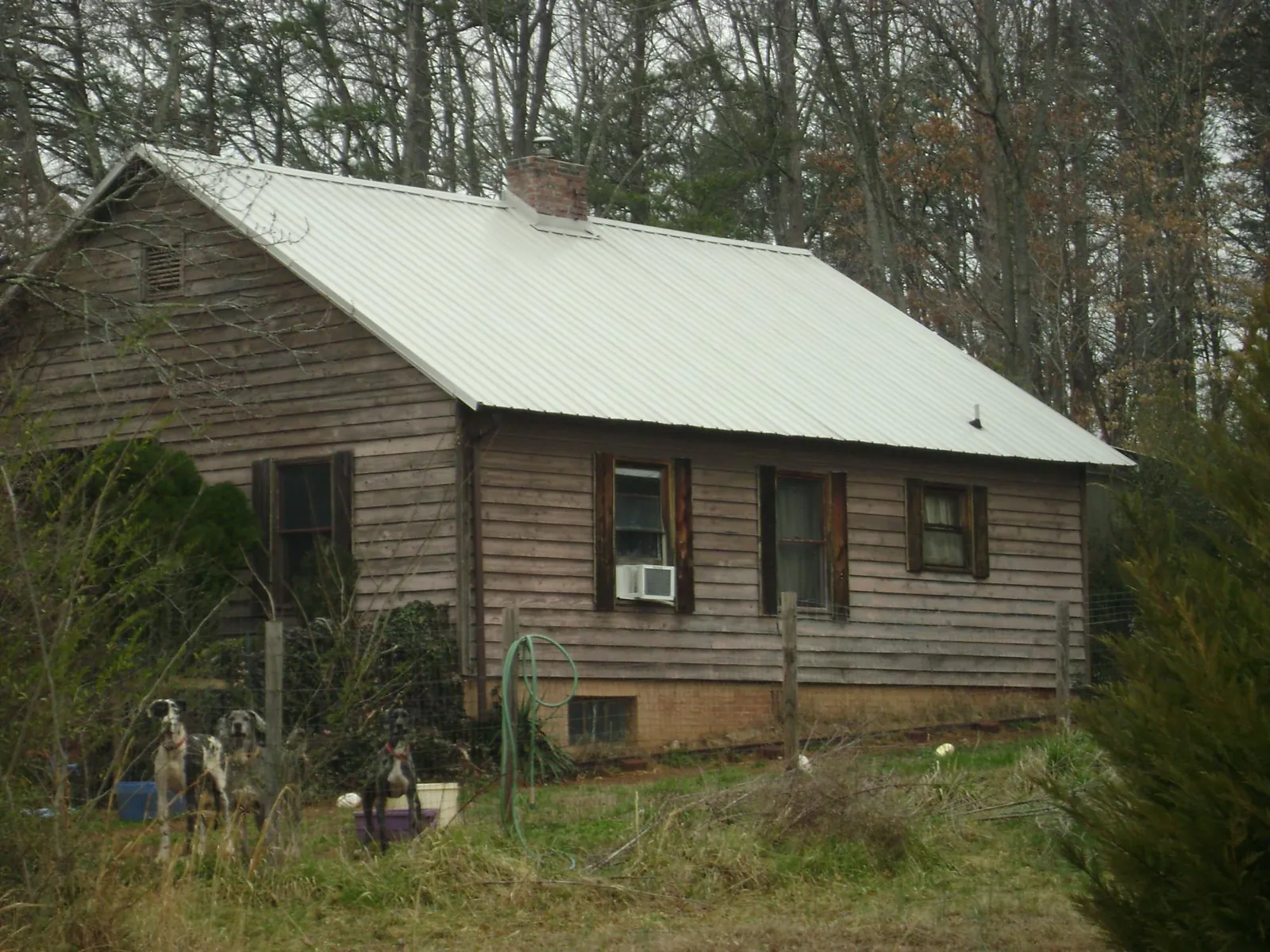 White metal roof on an old wood sided farmhouse, from a Metal Roof Installation job in Richwood